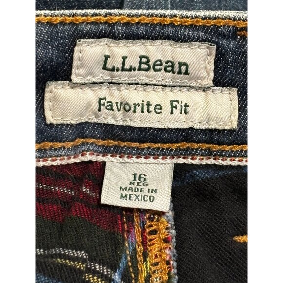 L.L. Bean Womens Favorite Fit Jeans Size 16 Regular Plaid Lining 99% Cotton - Picture 4 of 12